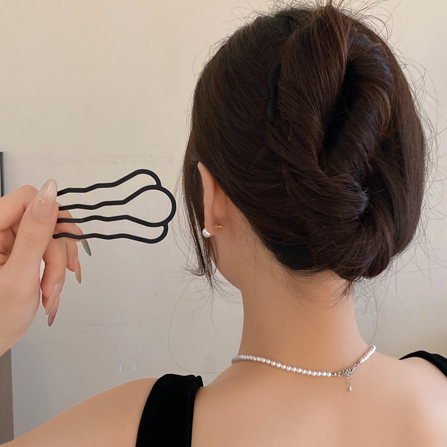 Women Fashion Hair Style - المعادن U-شكل الشعر شوكة أمشاط بسيطة