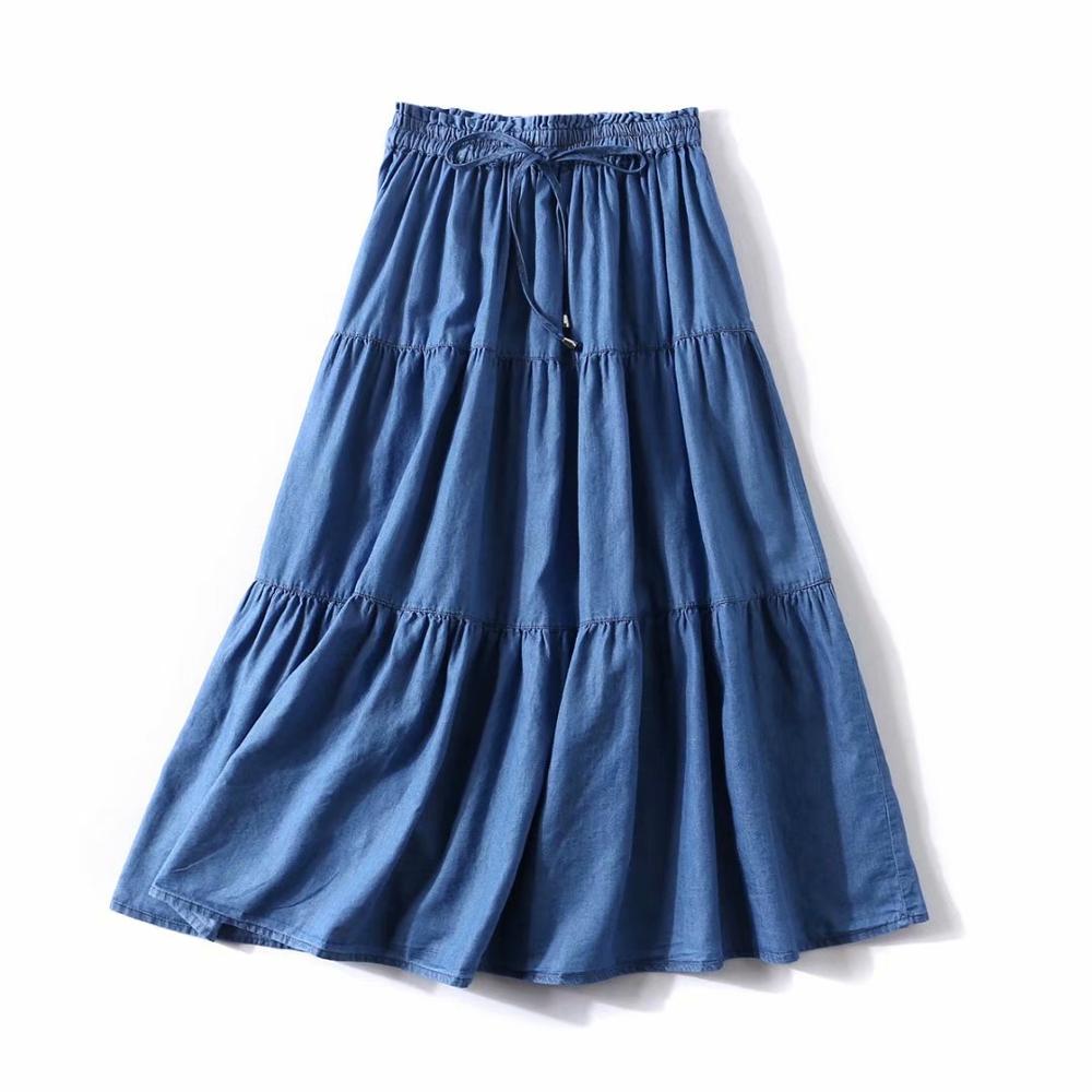 Pleated Skirt Women - تنانير نسائية مكشكشة من قماش الدنيم