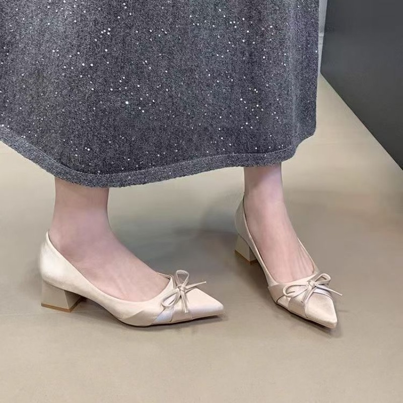 Women Fashion Heels - الرجعية منتصف طول حذا فردي للسيدات