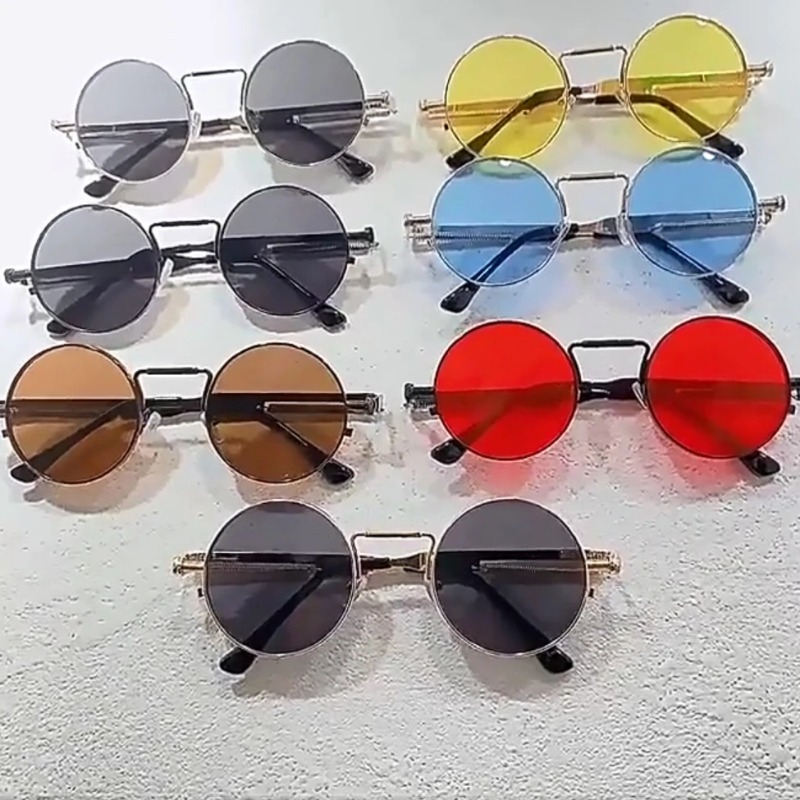 Women'S Fashion Eyeglass Frames - نظارات شمسية دائرية بإطار معدني عتيق