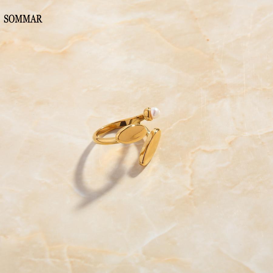 Women Fashion Online Shopping - SOMMAR-خاتم خطوبة من أوراق اللؤلؤ ،