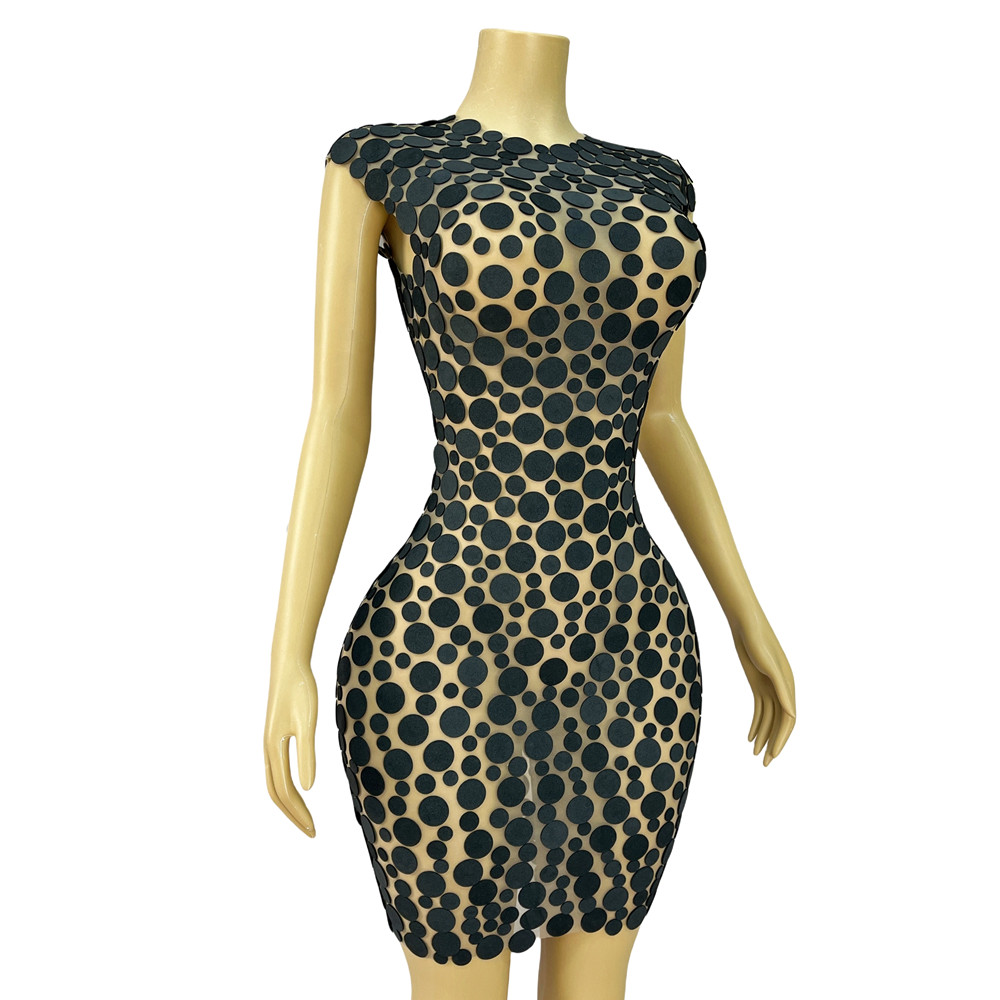 Women Fashion Designer Dresses Photos - فستان قصير شبكي بدون أكمام بتصميم
