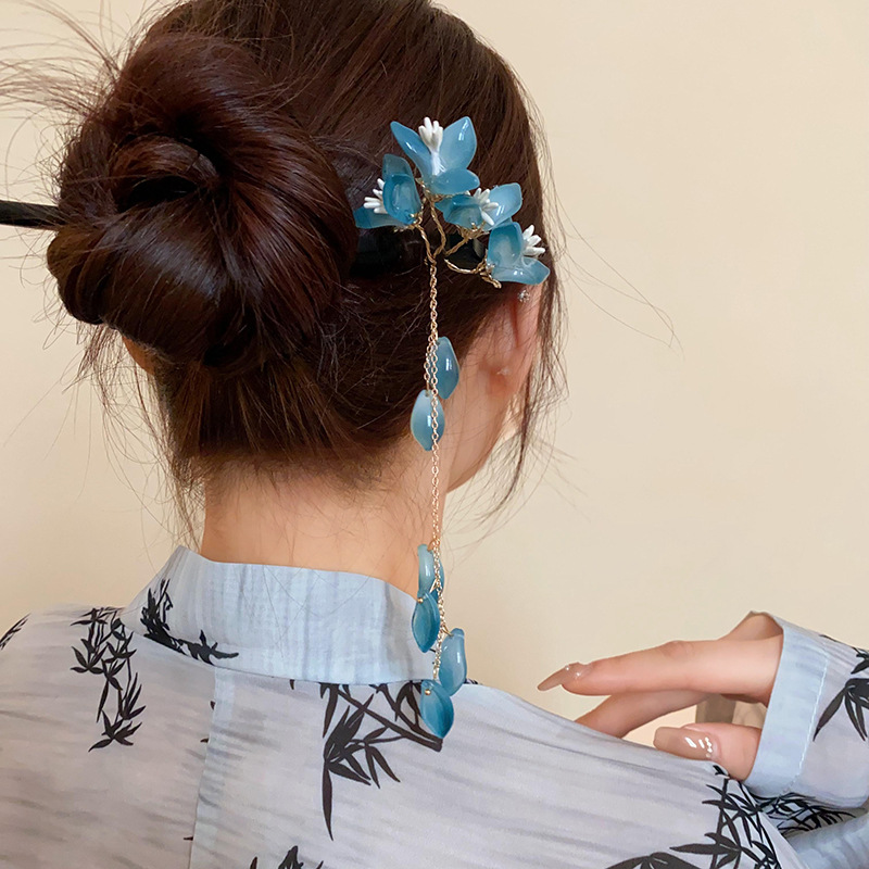 جديد النمط الصيني الأزرق الصقي - مراجعة Women Fashion Hair Style وسعره