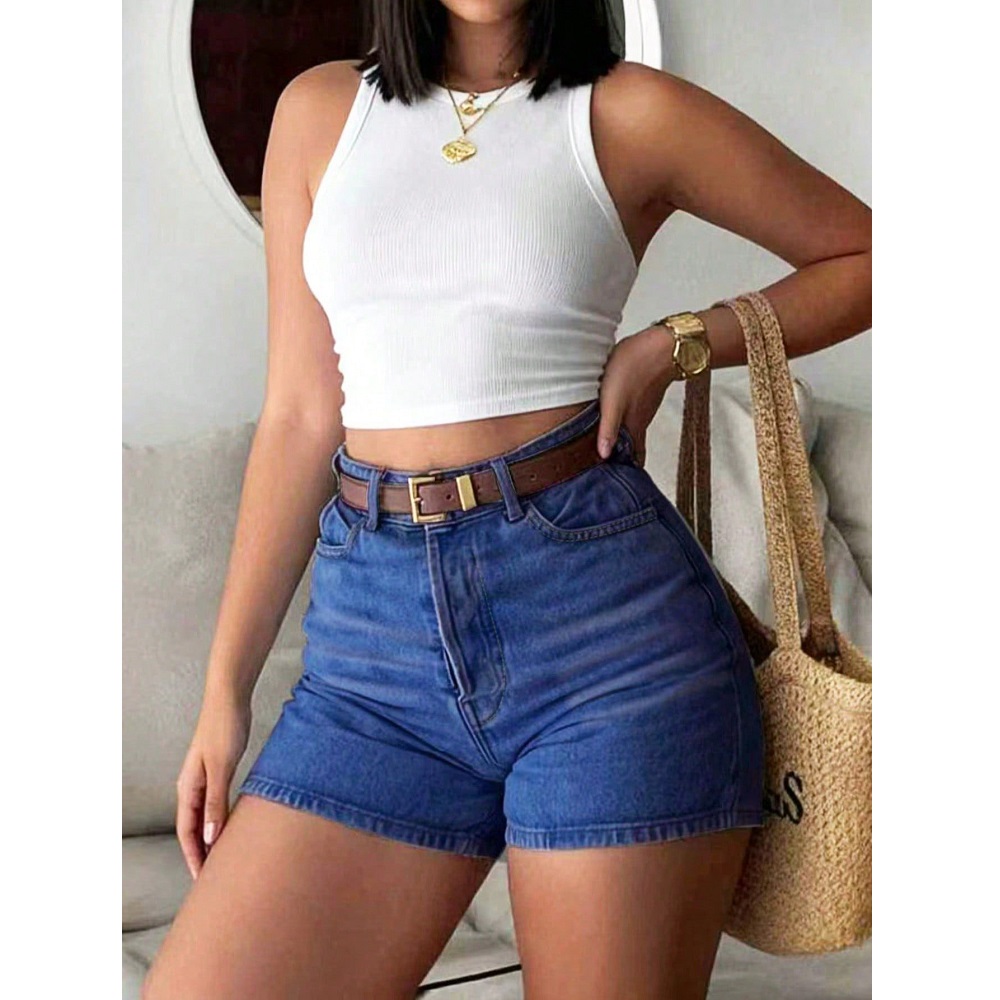 شورت جينز نسائي صيفي بخصر مرتف - مراجعة Women'S Fashion Trousers وسعره