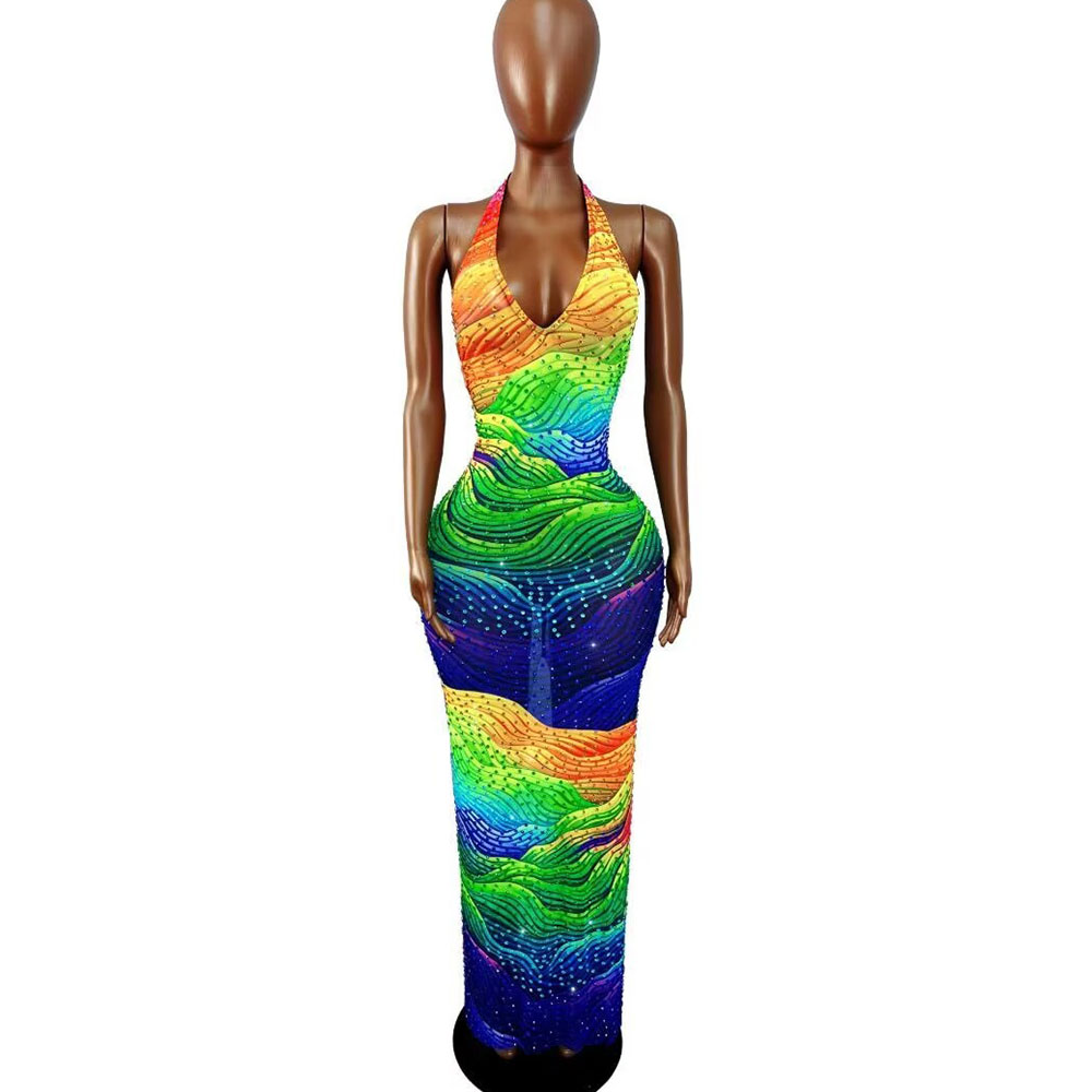 فستان مزين بأحجار الراين المتل - مراجعة Women Fashion Designer Dresses Photos وسعره